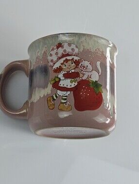 Strawberry Shortcake Ceramic Mug 20 oz Pink Cottagecore Kawaii Coffee Cup NWT